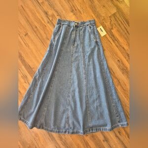 Universal Thread Light Blue Denim A-Line Maxi Skirt